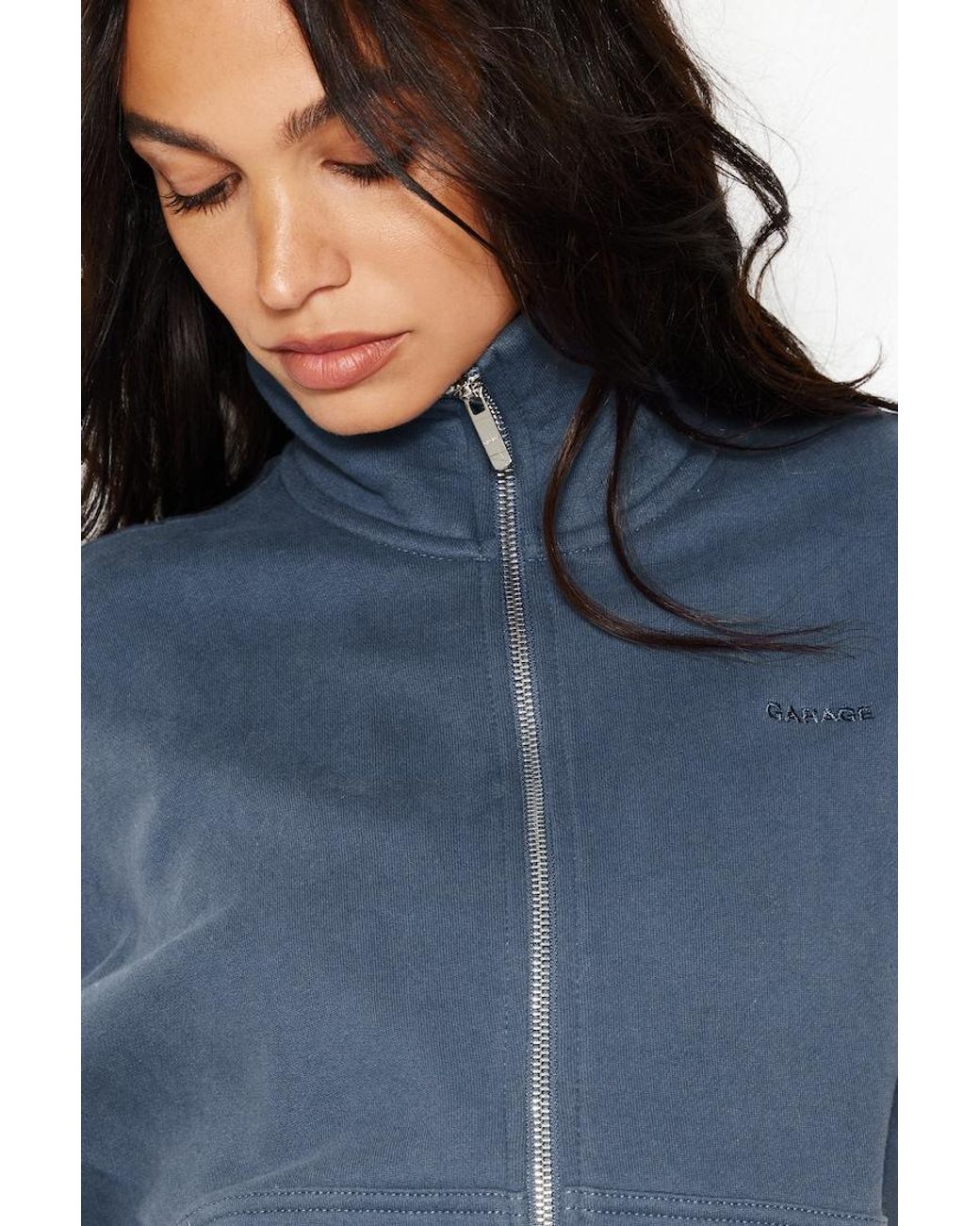 Garage Blue Ultrafleece Mockneck Full Zip Sweatshirt