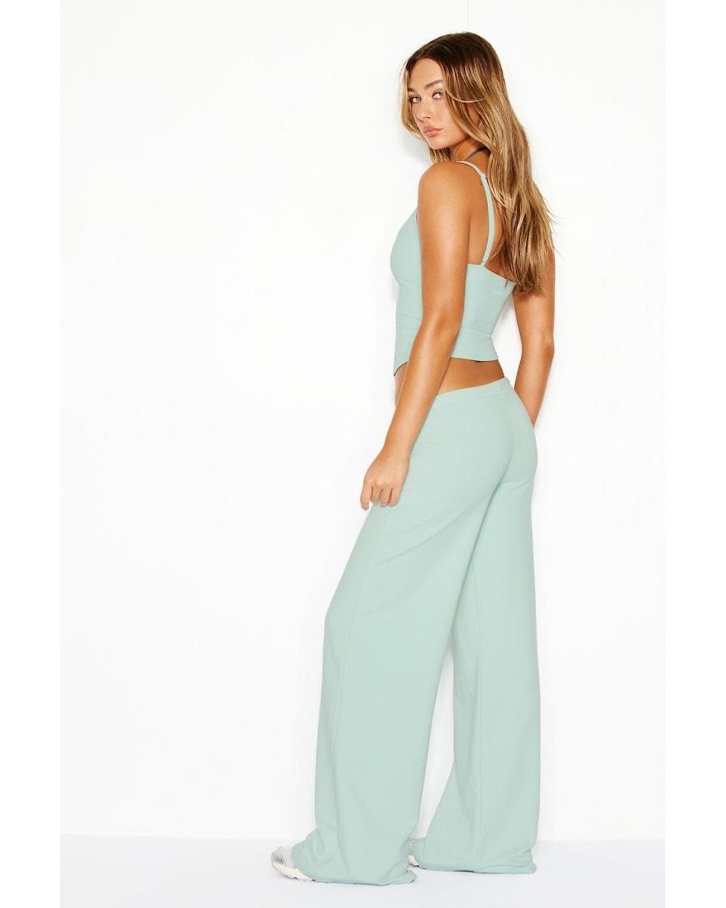 Garage Blue Stretchterry Wide Leg Pants
