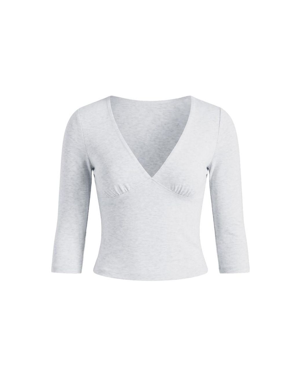 Garage White Plunge 3/4 Sleeve Top
