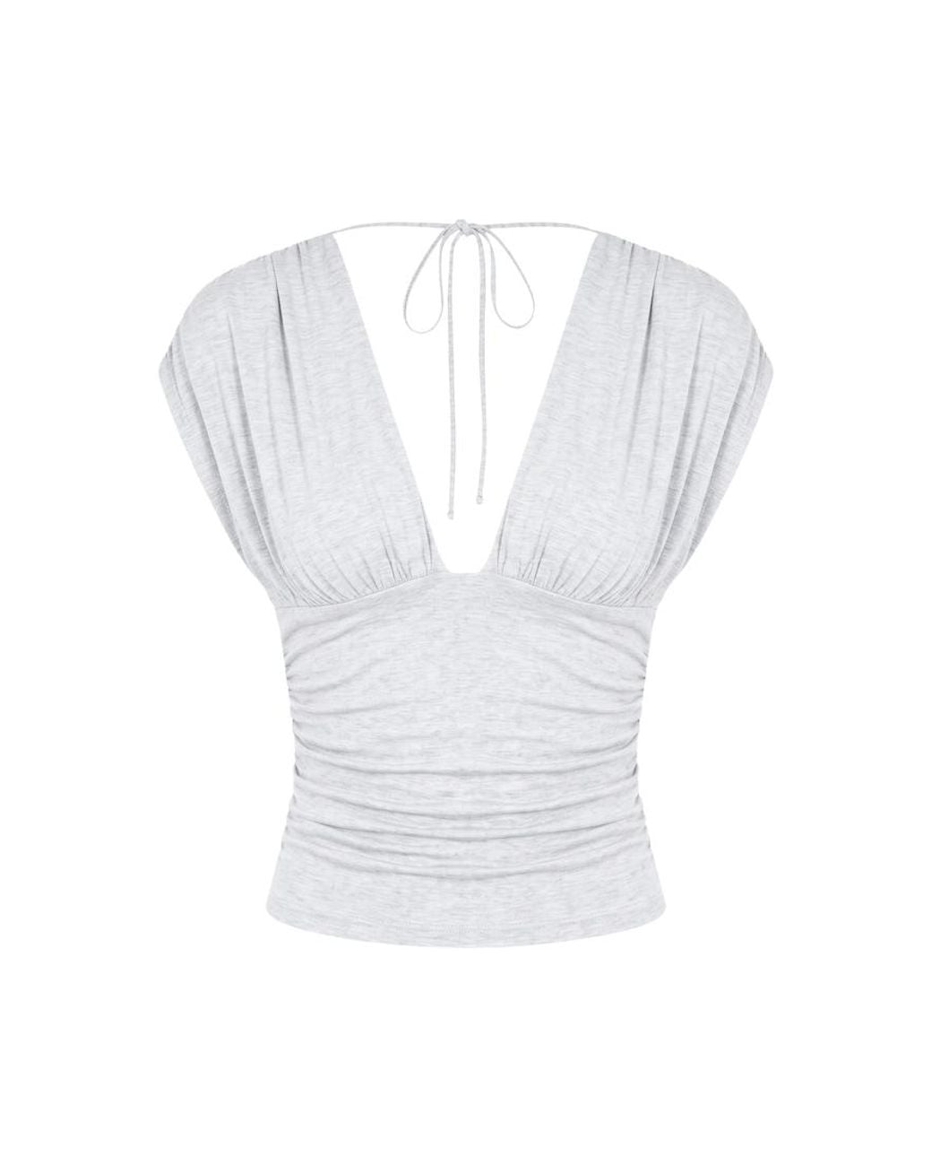 Garage White Plunge Open Tie Back Top