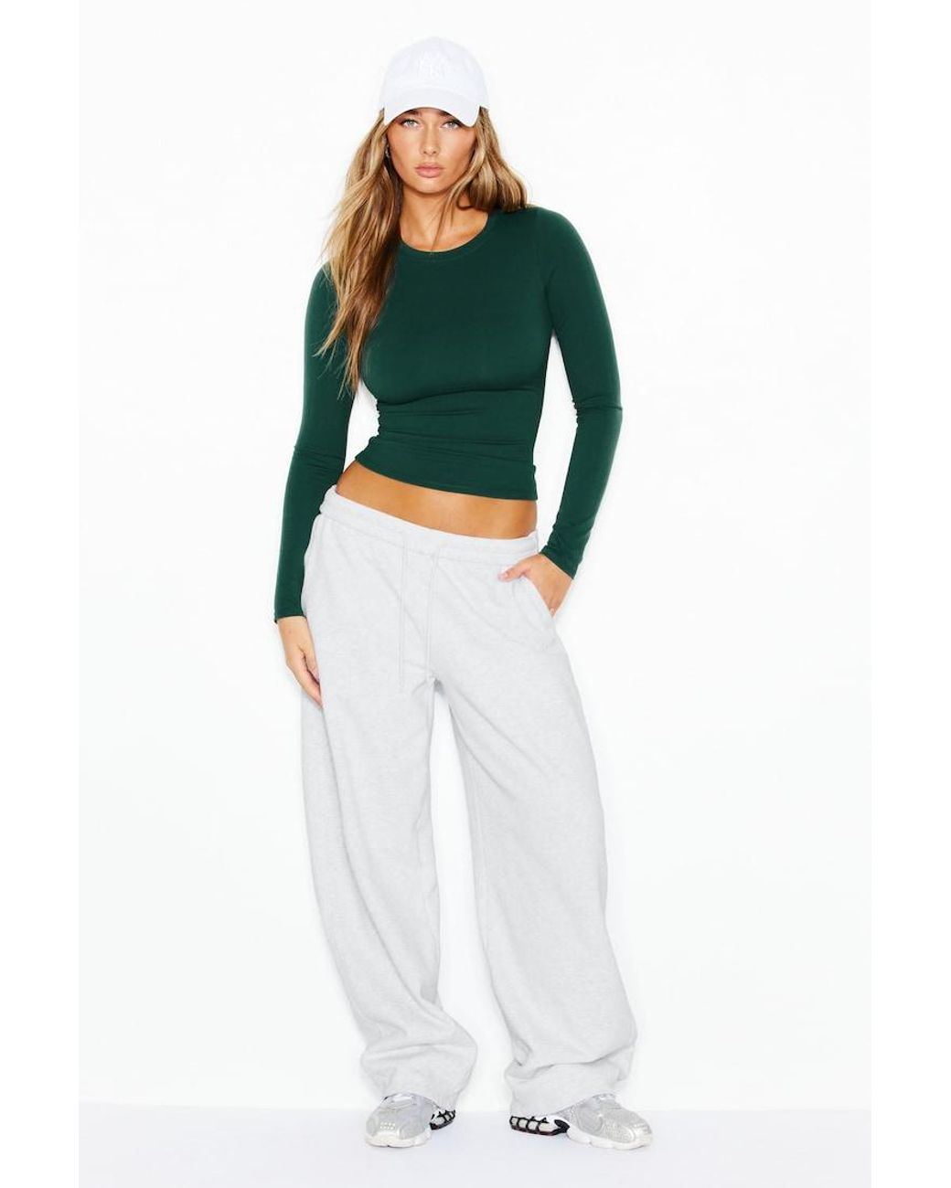 Garage Green Sleek Crewneck Longsleeve Top