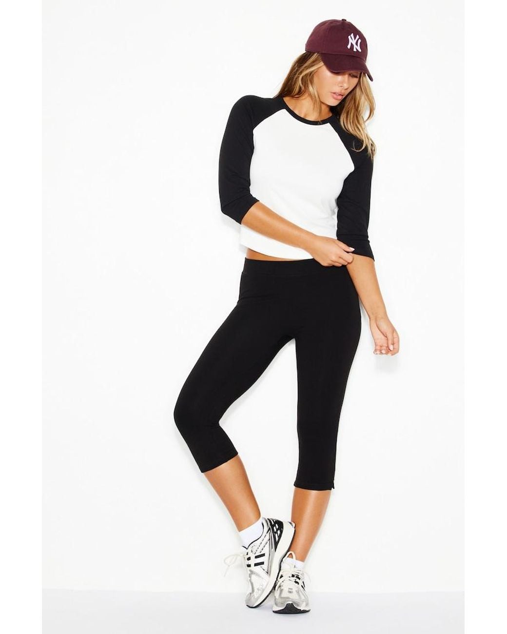 Garage Black Raglan Baseball 3/4 Sleeve Top