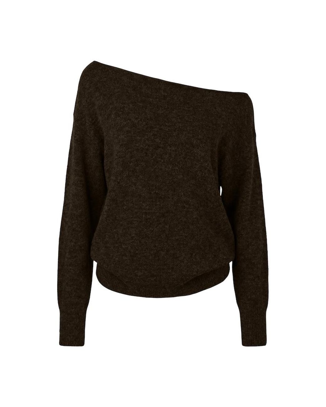 Garage Black Long Sleeve Spongy Relaxed Off Shoulder Sweater