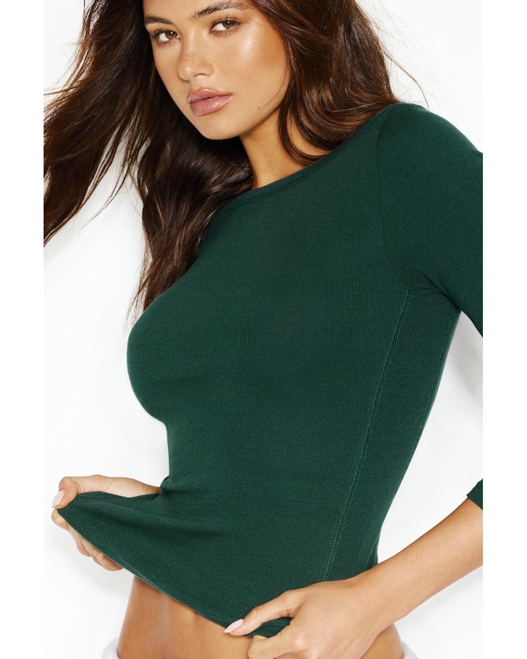 Garage Green Snatchrib 3/4 Sleeve Top