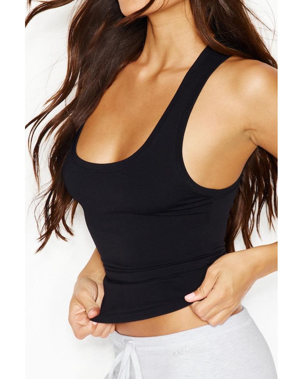 Garage Black Sleek Scoop Tank Top
