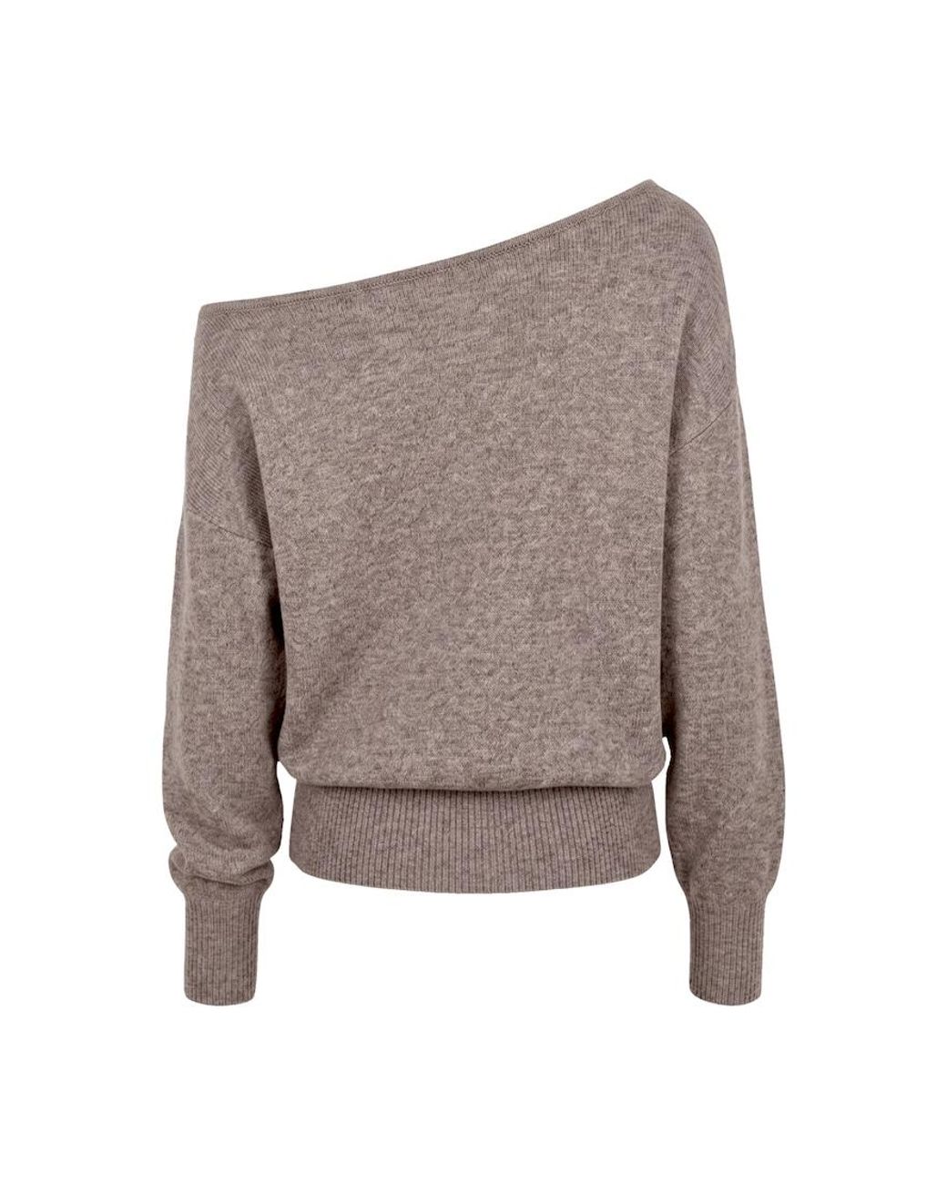 Garage Gray Long Sleeve Spongy Relaxed Off Shoulder Sweater