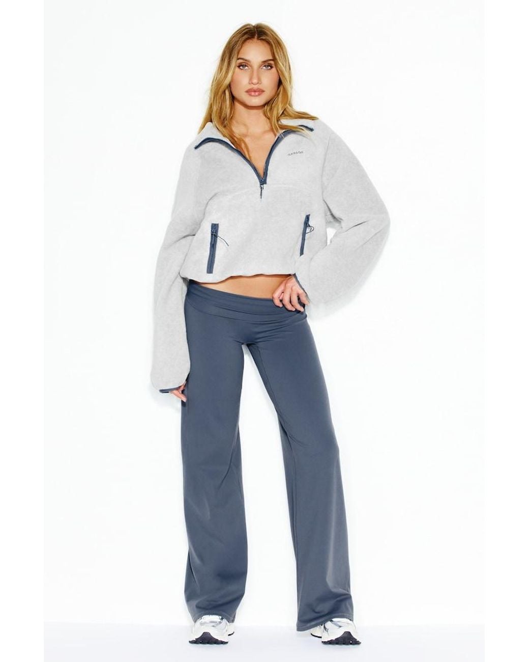 Garage White Half Zip Polar Fleece