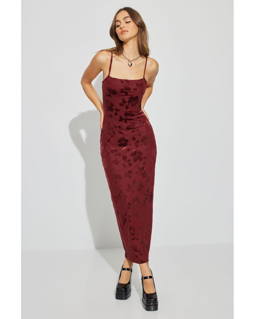 Garage Burnout Cut Out Maxi Dress in Red Lyst Canada