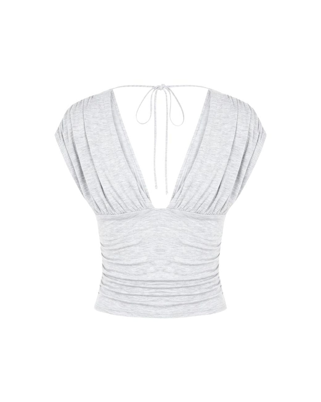 Garage White Plunge Open Tie Back Top