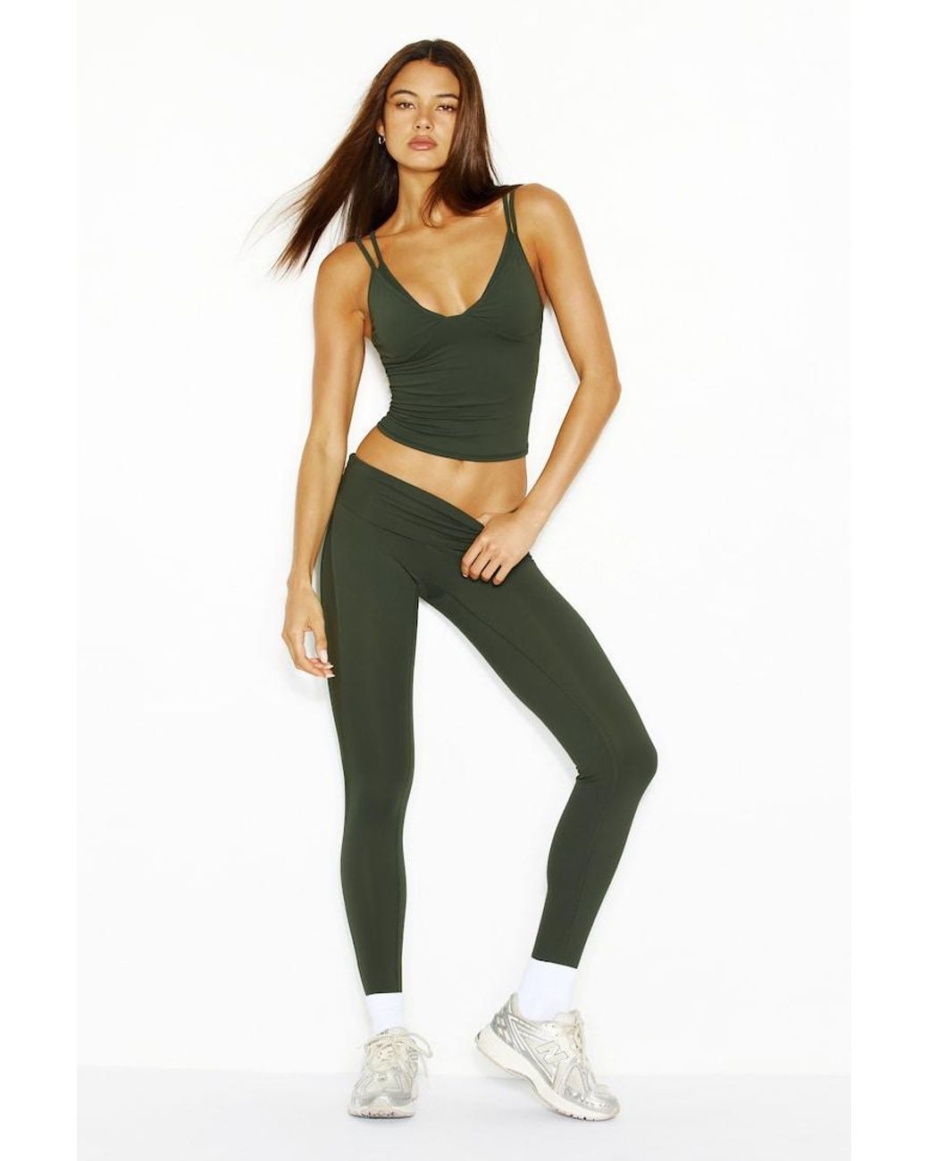 Garage Green Active Mesh Plunge Cami Top