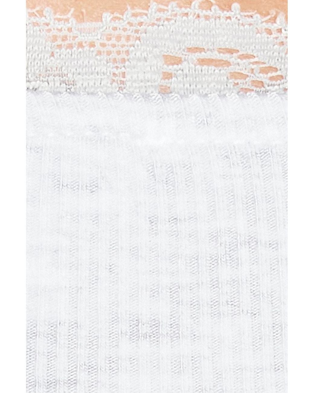Garage White Supersoft Ribbed Lace Wrap Top