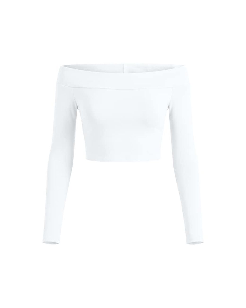 Garage White Sleek Off Shoulder Long Sleeve Top