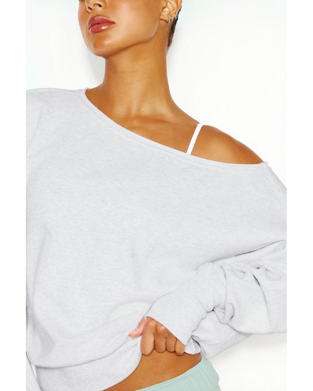 Garage White Softterry Off Shoulder Sweatshirt