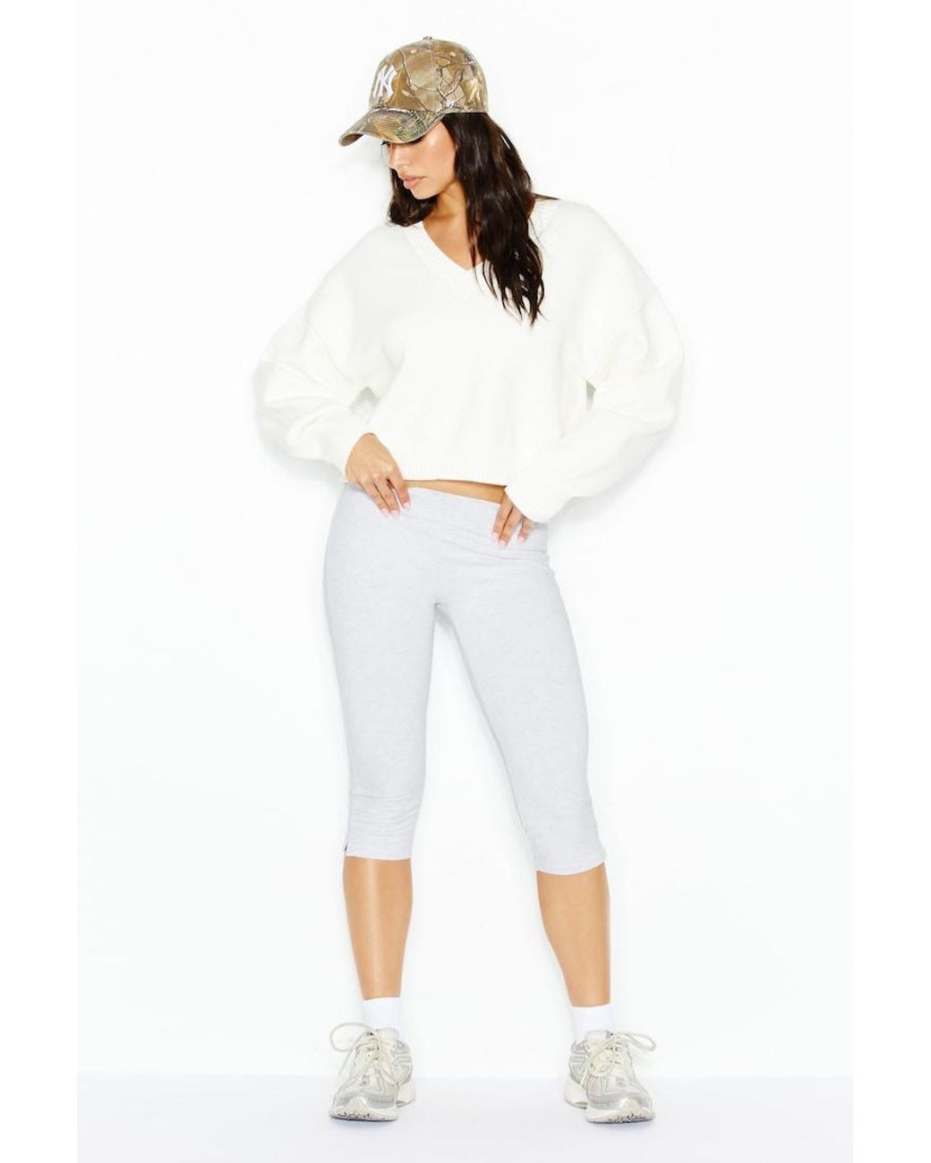Garage White Throwover V-Neck Sweater