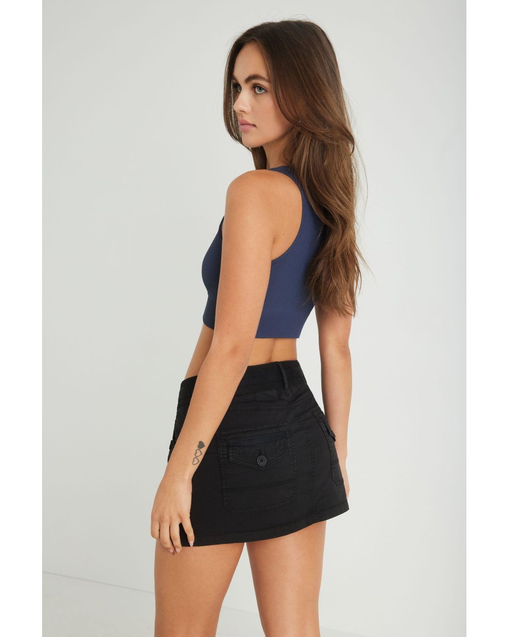 Black mini top cargo skirt