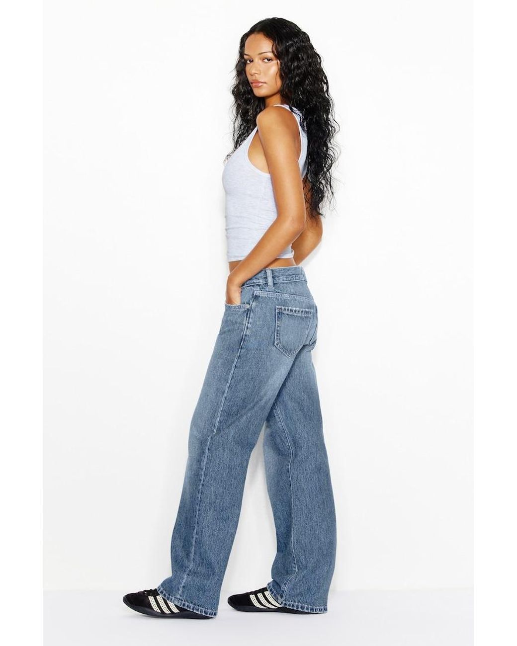 Garage Blue Low Rise Relaxed Jeans