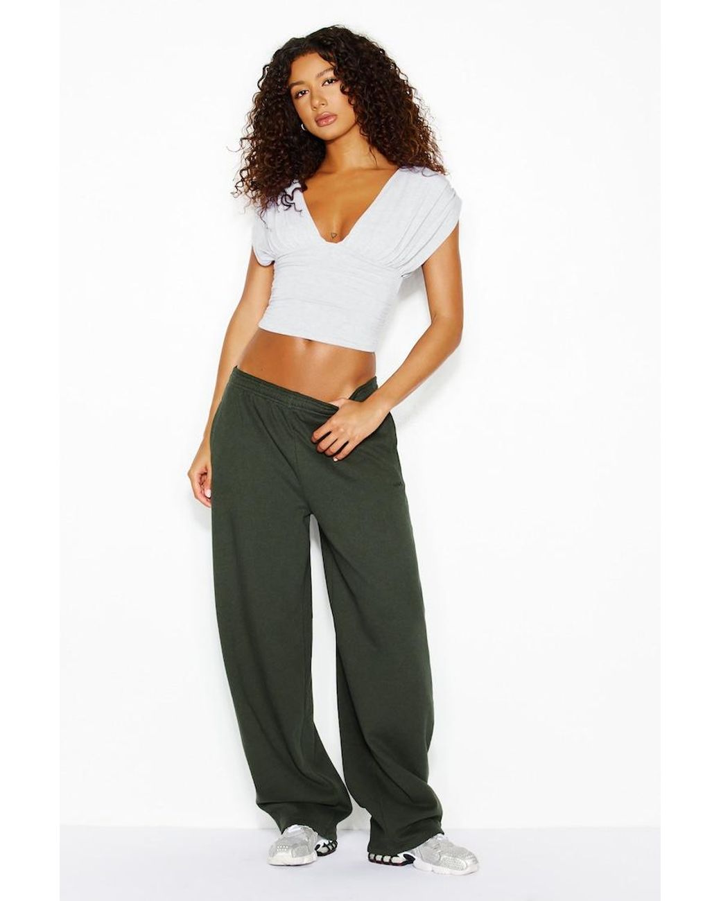 Garage White Plunge Open Tie Back Top