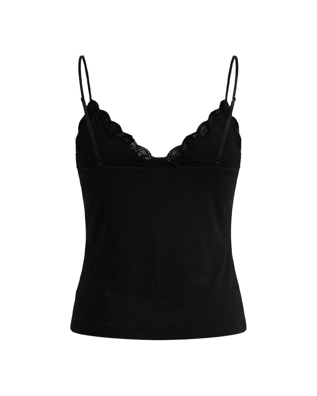 Garage Black Sleek Plunge Lace Trim Cami Top