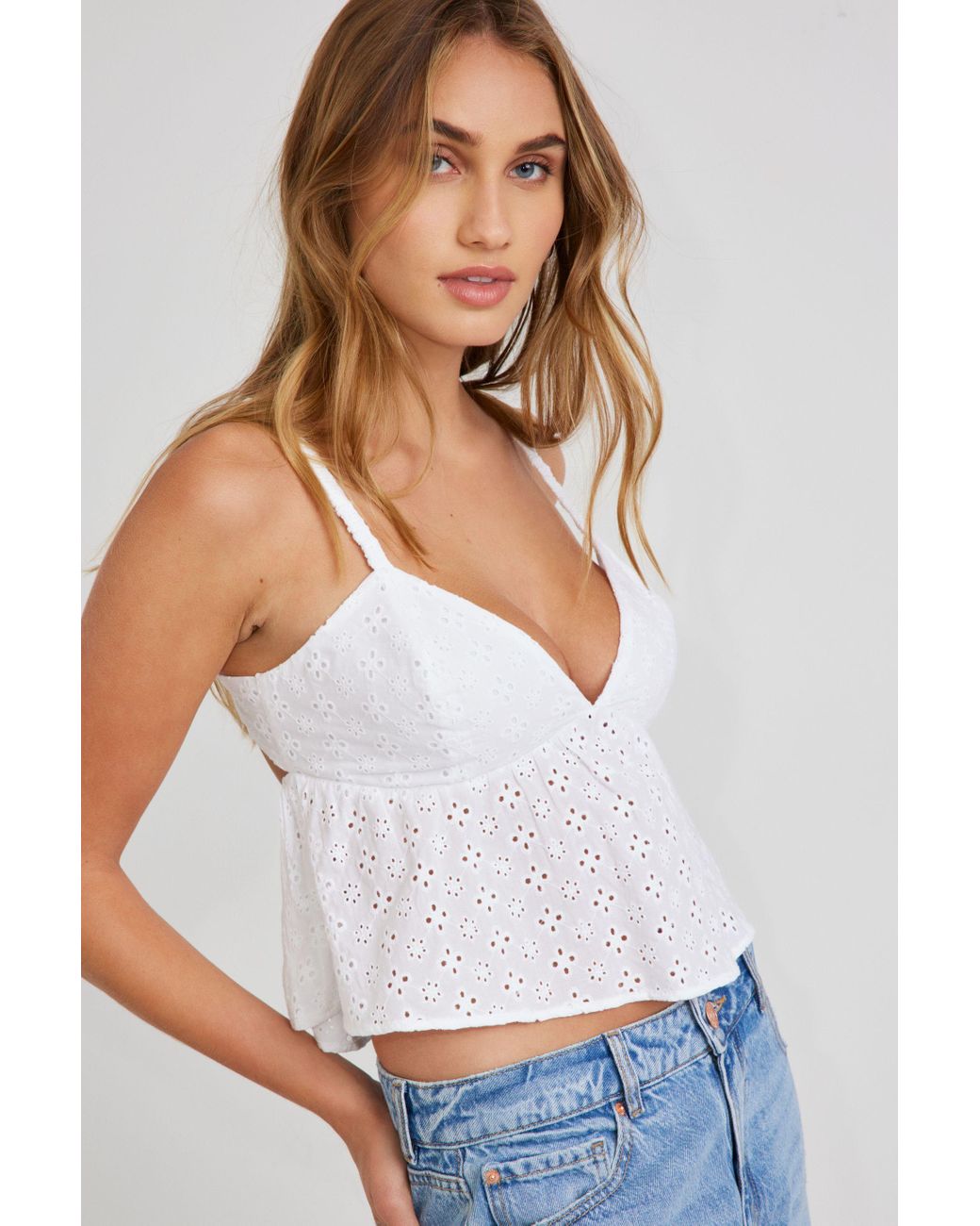 Garage Peplum Babydoll Cami in White Lyst