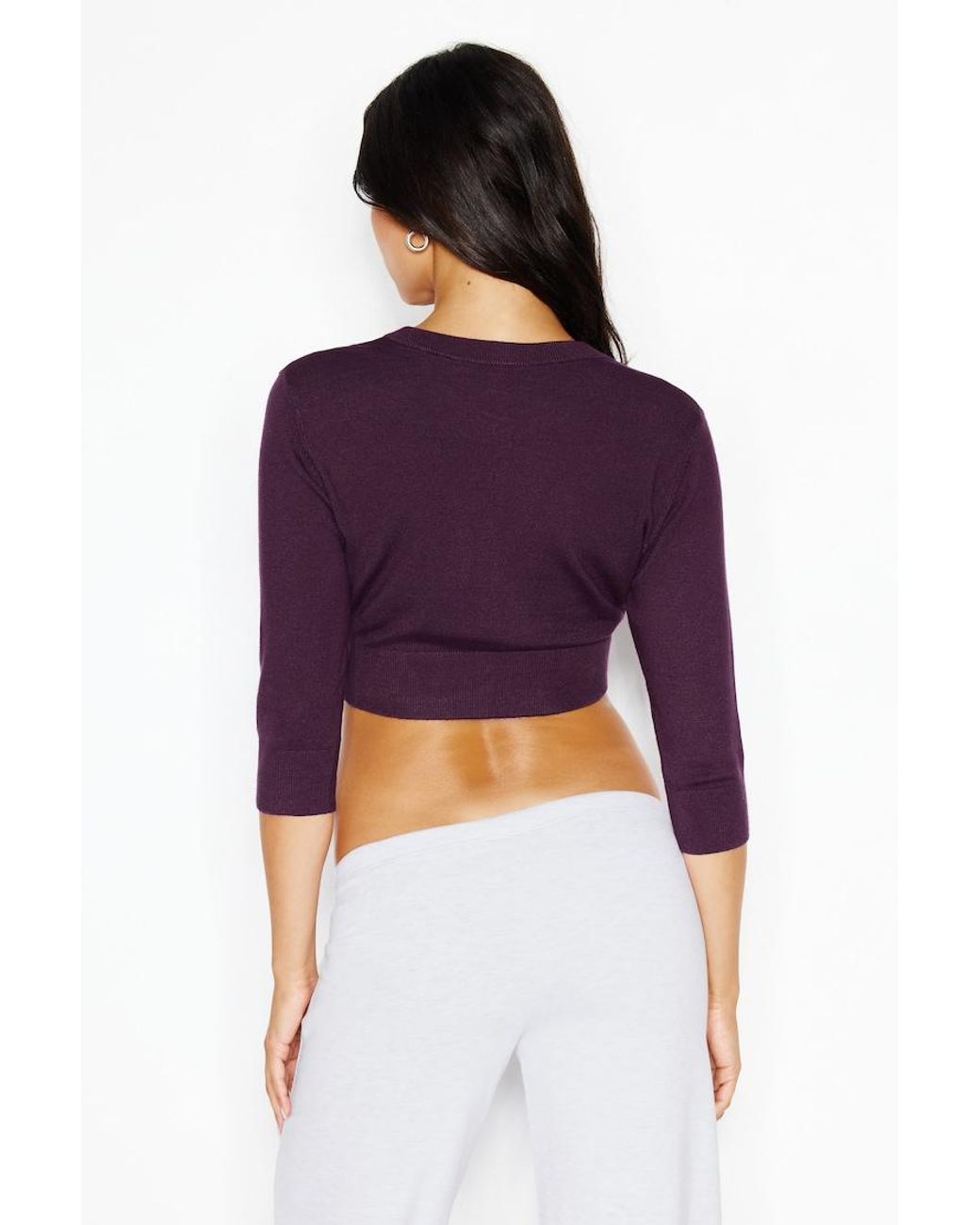 Garage Purple Ultra Cropped Cardigan Long Sleeve Top
