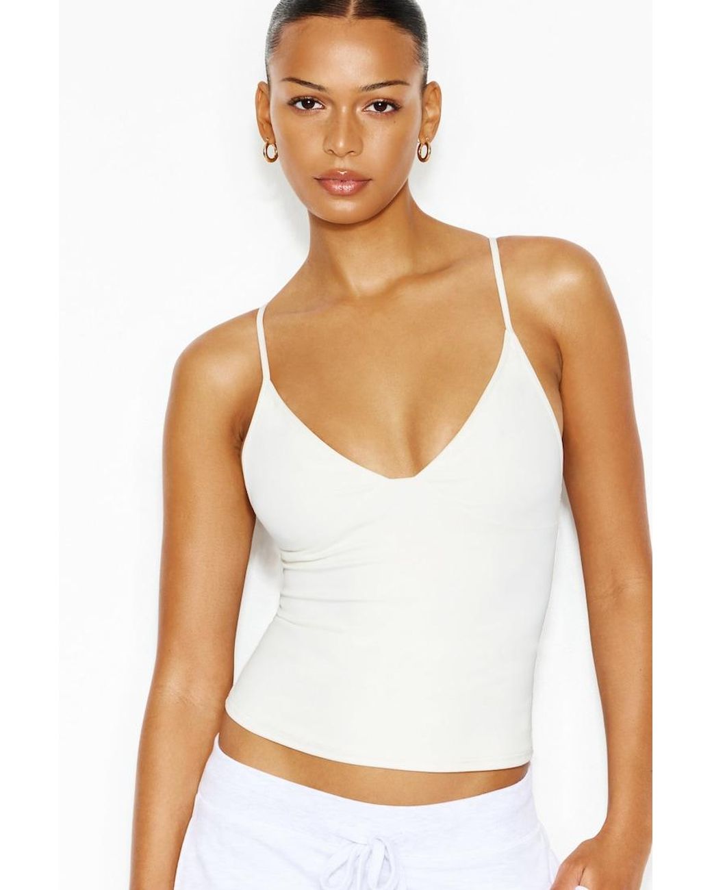 Garage White Active Plunge Cami Top