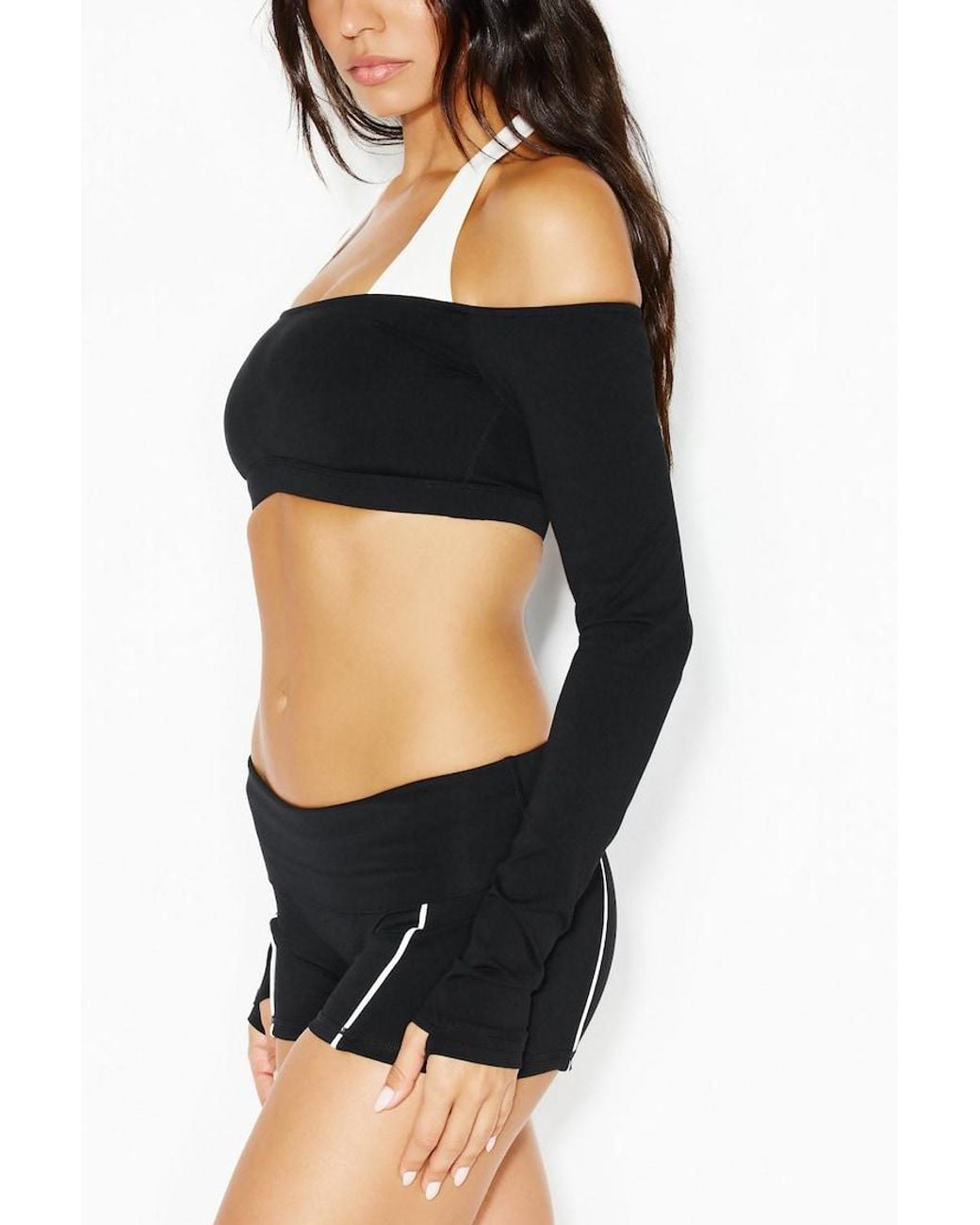 Garage Black Active Double Layer Micro Top