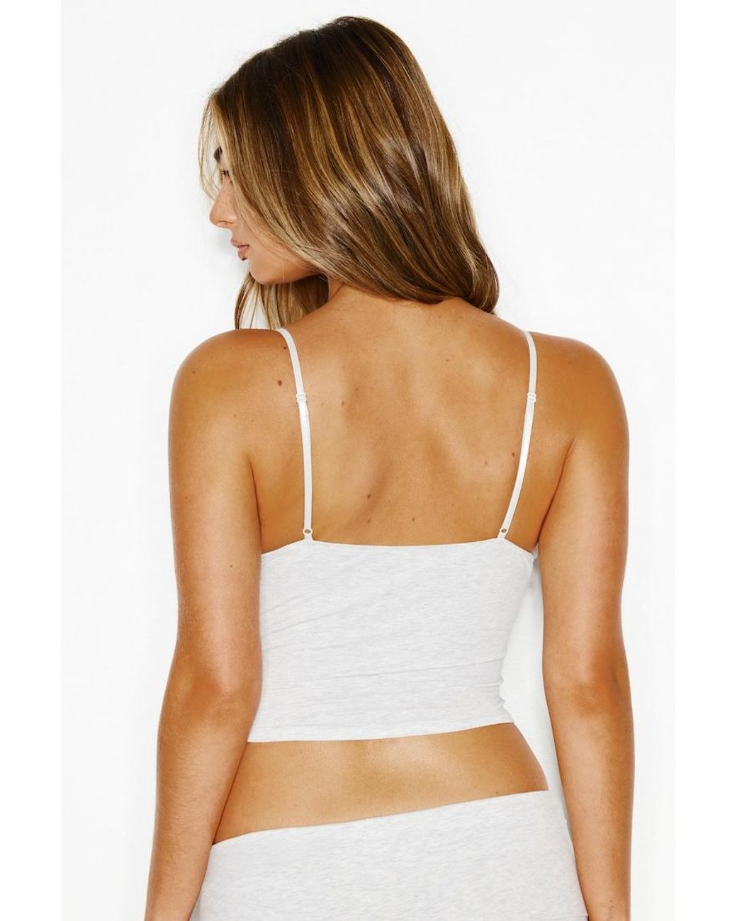 Garage White Plunge Lace Trim Cami Top