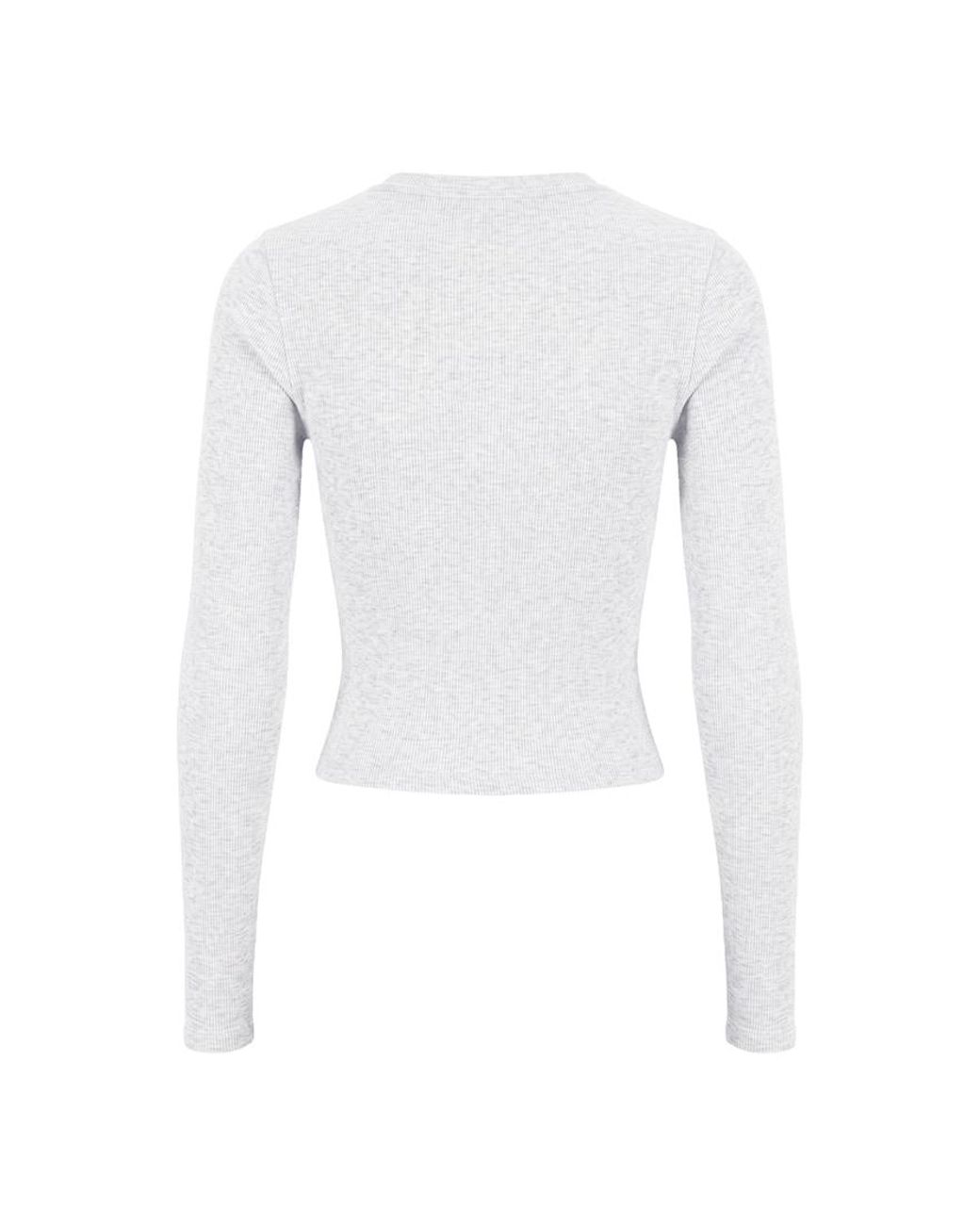 Garage White Snatchrib Crewneck Henley Long Sleeve Top