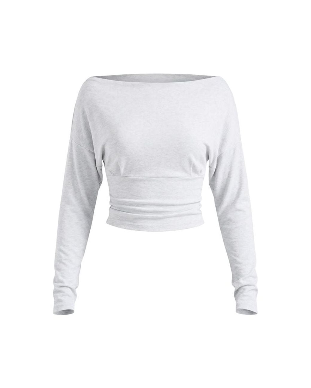Garage White Asymmetric Snatched Waist Long Sleeve Top