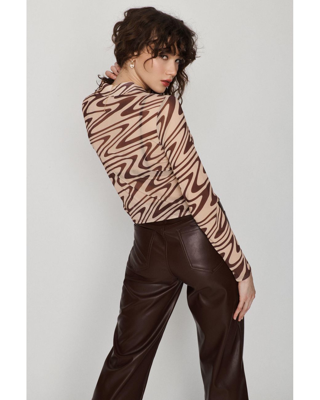 Garage Synthetic Mesh Button Up Long 