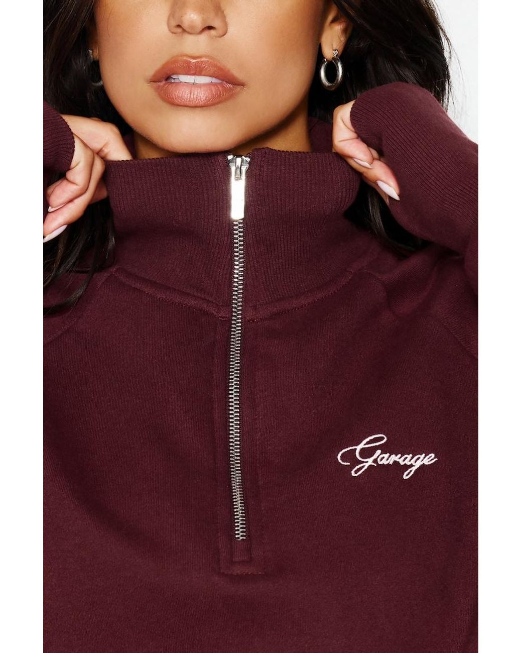 Garage Red Ultrafleece Funnel Half Zip Sweatshirt