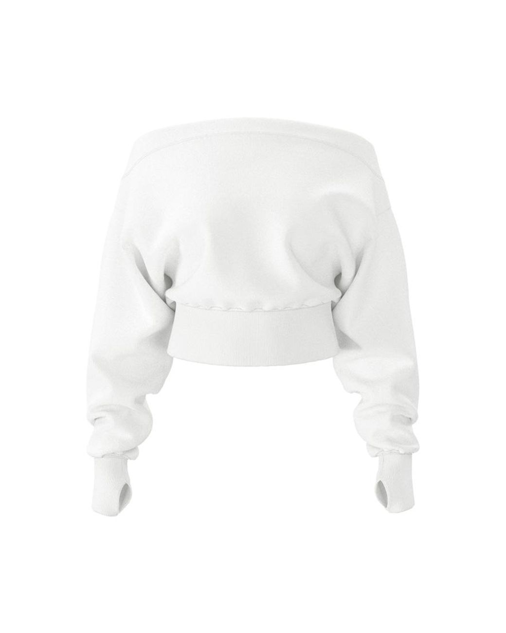 Garage White Softterry Rib Off Shoulder Sweater