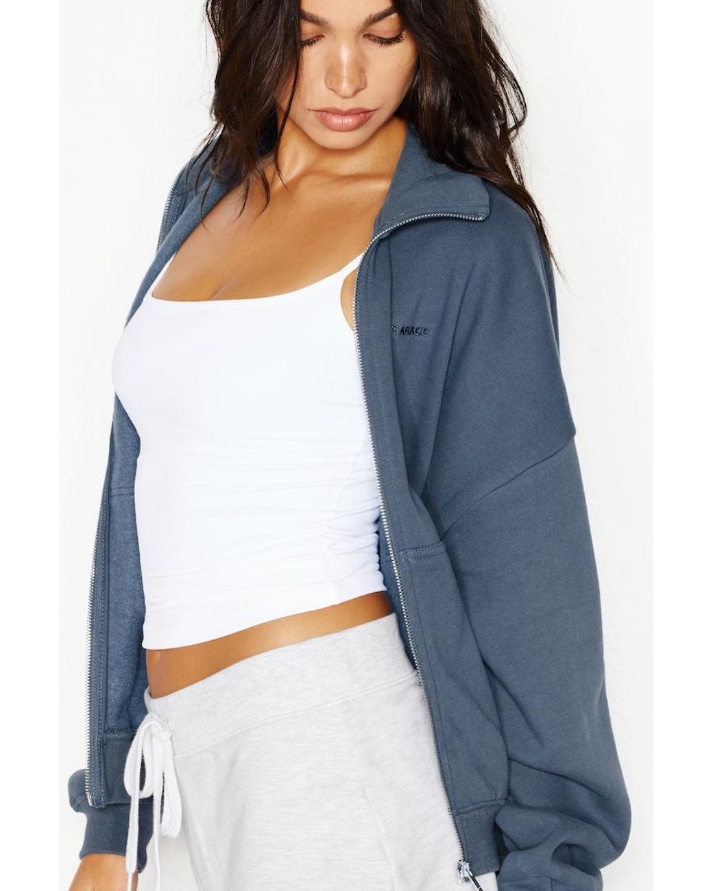 Garage Blue Ultrafleece Mockneck Full Zip Sweatshirt