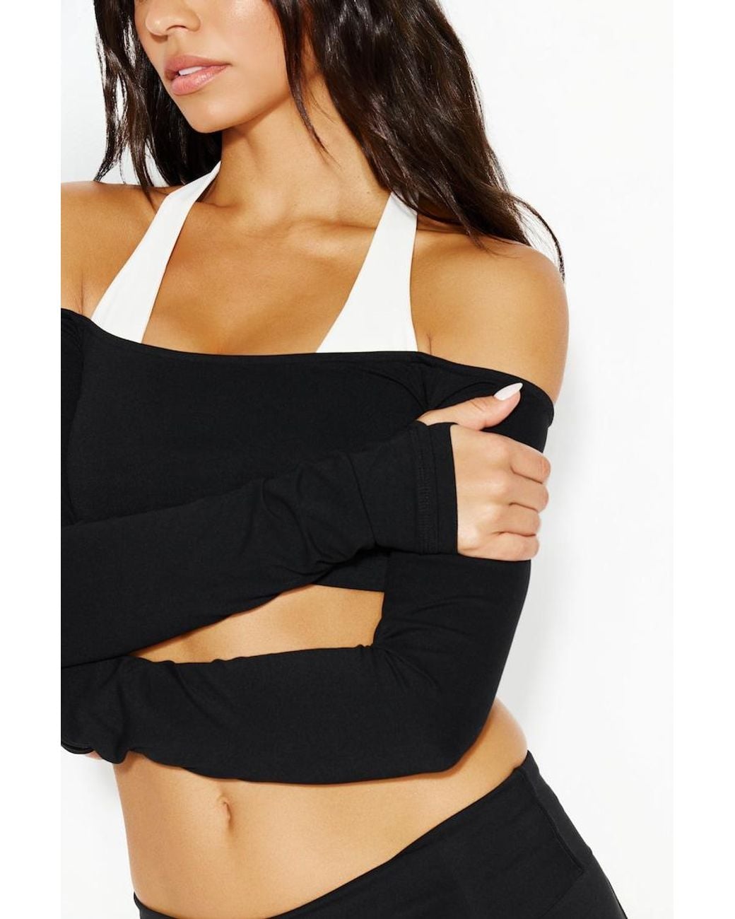Garage Black Active Double Layer Micro Top