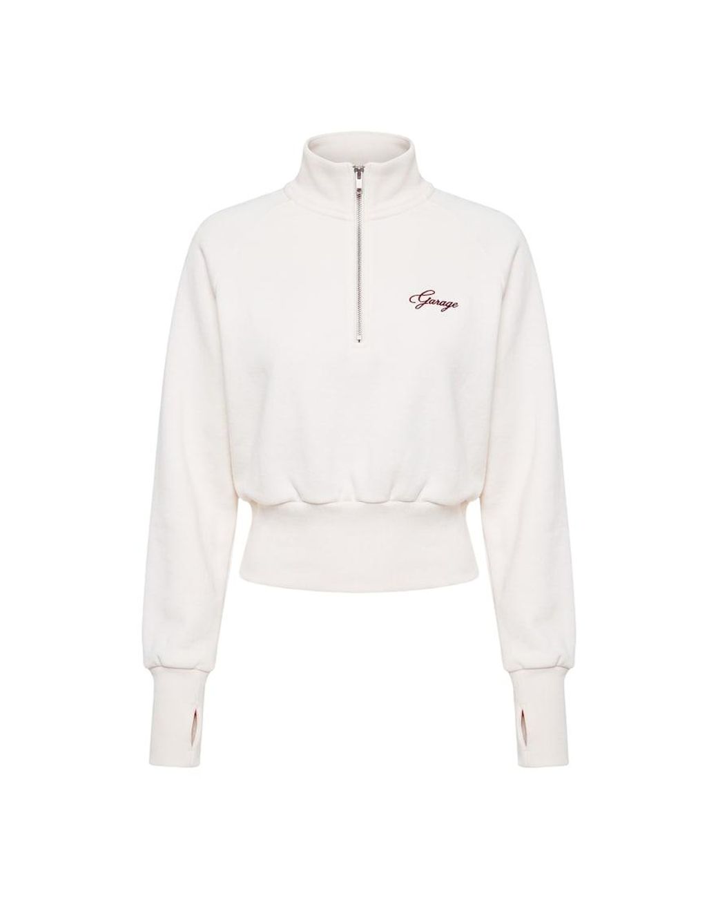 Garage White Ultrafleece Funnel Half Zip Sweatshirt