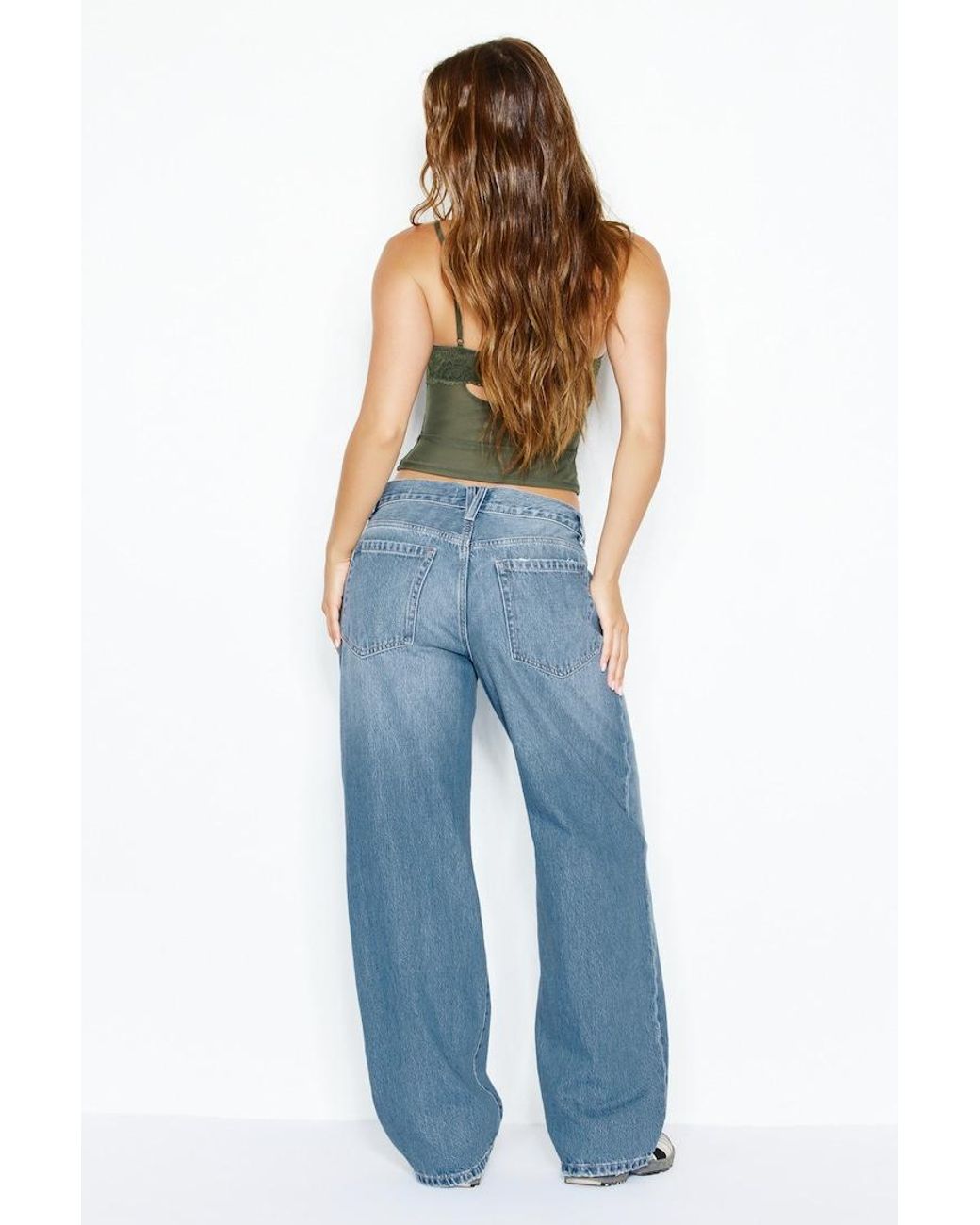 Garage Blue Low Rise Baggy Jeans