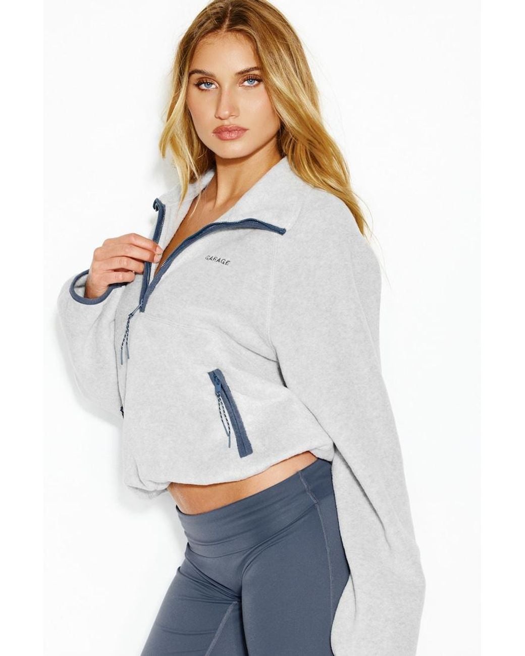 Garage White Half Zip Polar Fleece