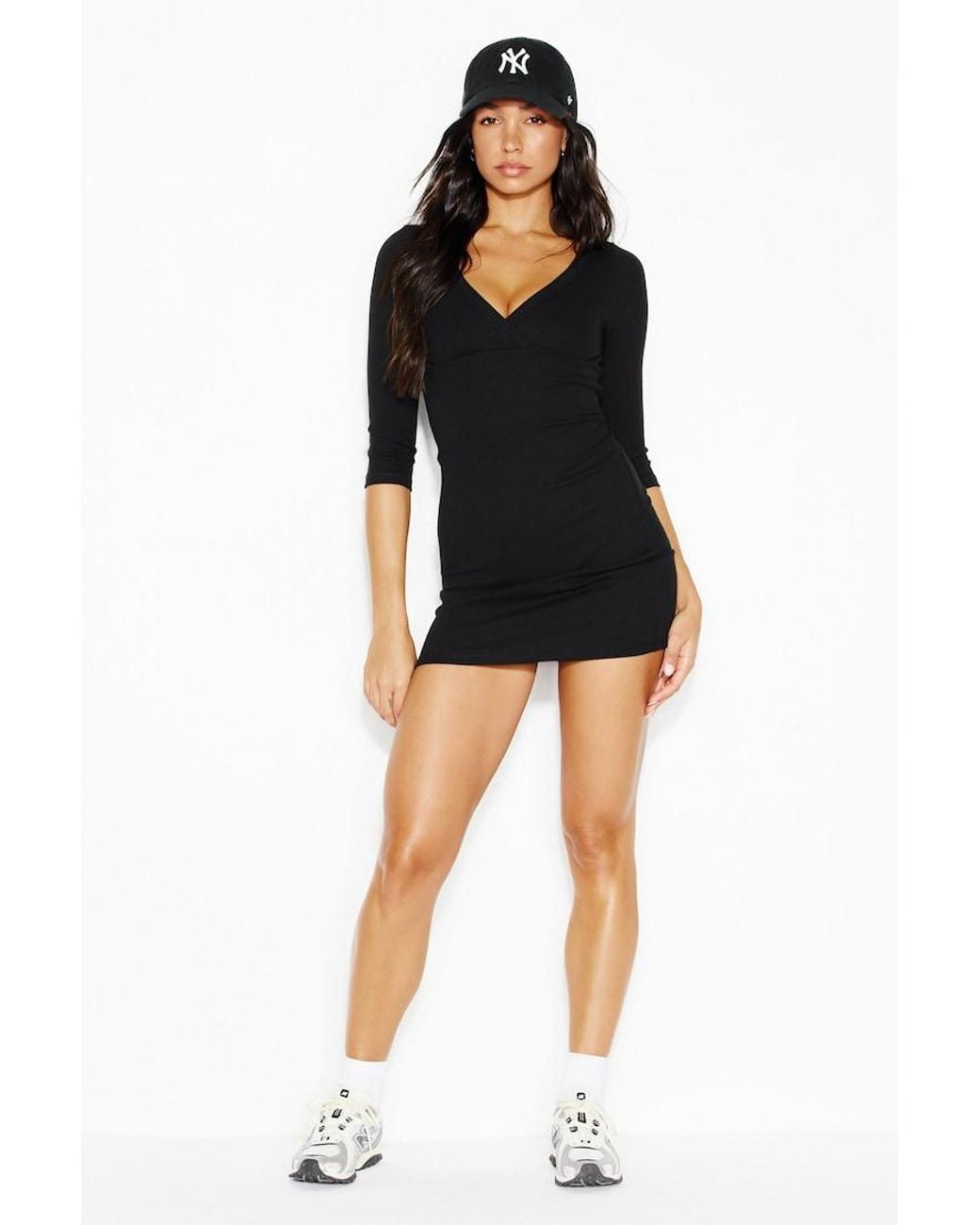 Garage Black Surplice Wrap Mini Dress
