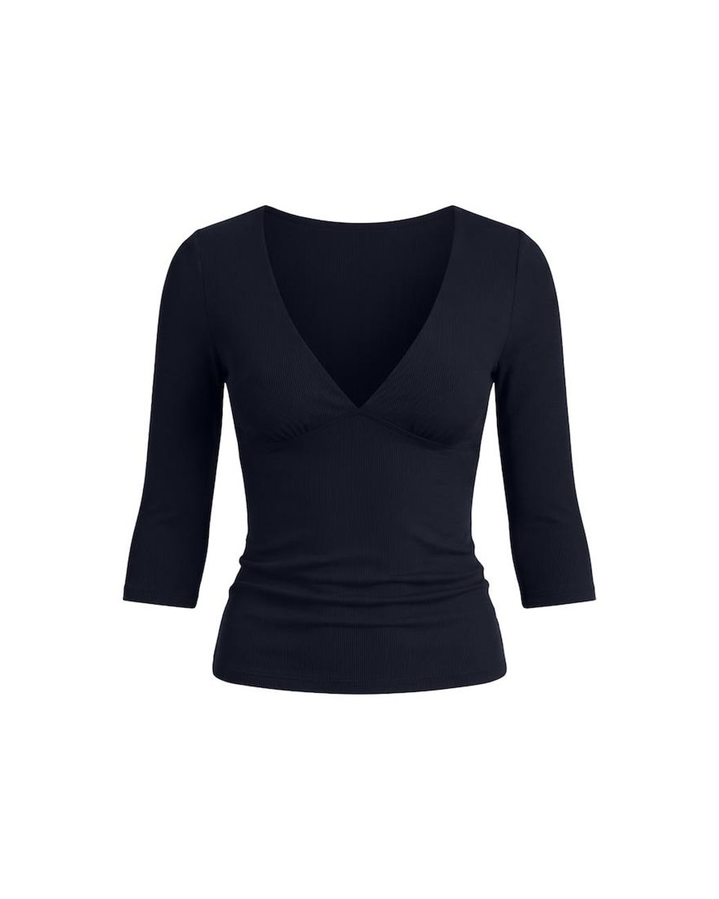 Garage Blue Plunge 3/4 Sleeve Top