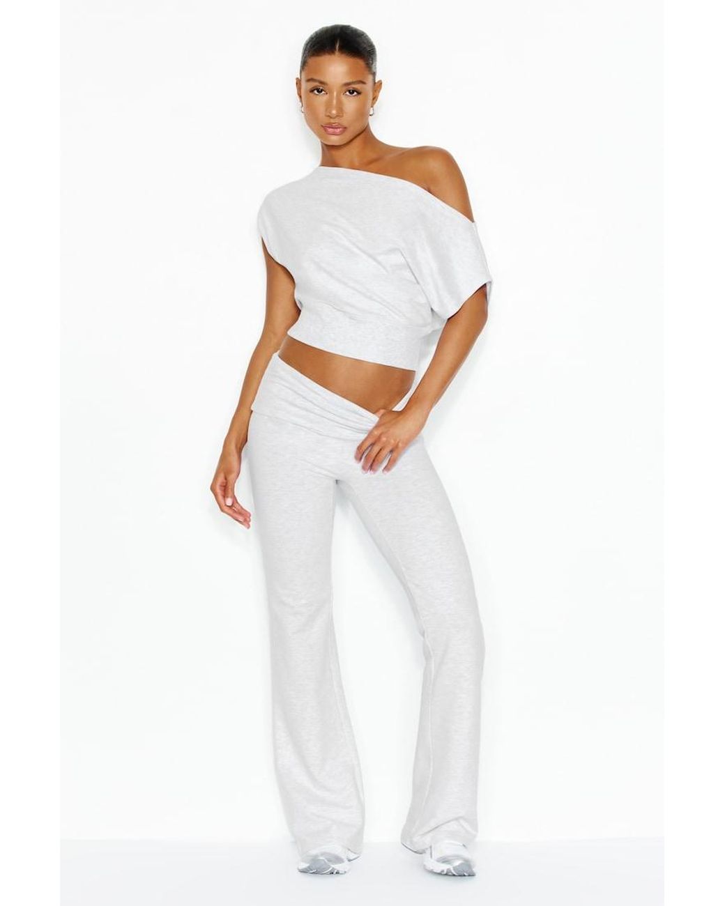 Garage White Stretchterry Off Shoulder Top