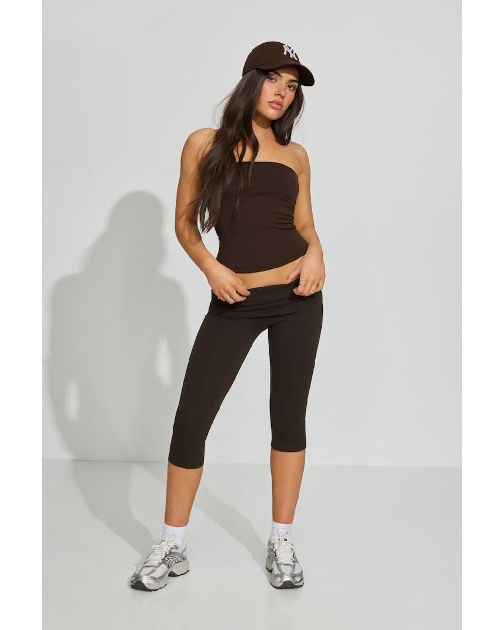 Garage Brown Active Foldover Capris
