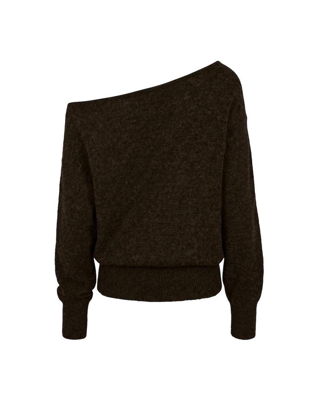 Garage Black Long Sleeve Spongy Relaxed Off Shoulder Sweater