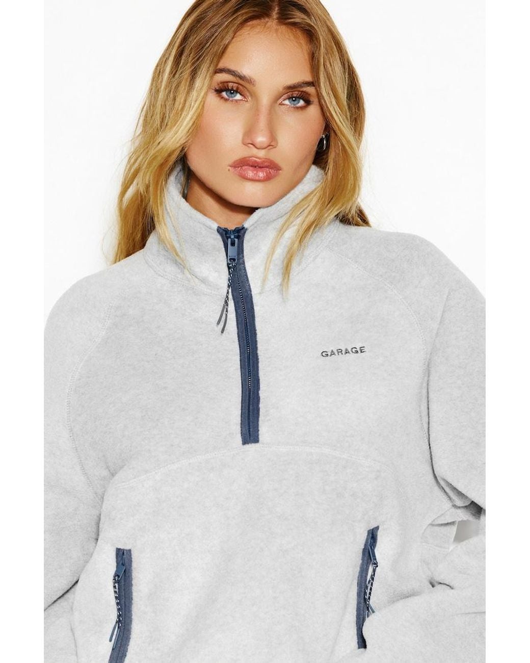 Garage White Half Zip Polar Fleece