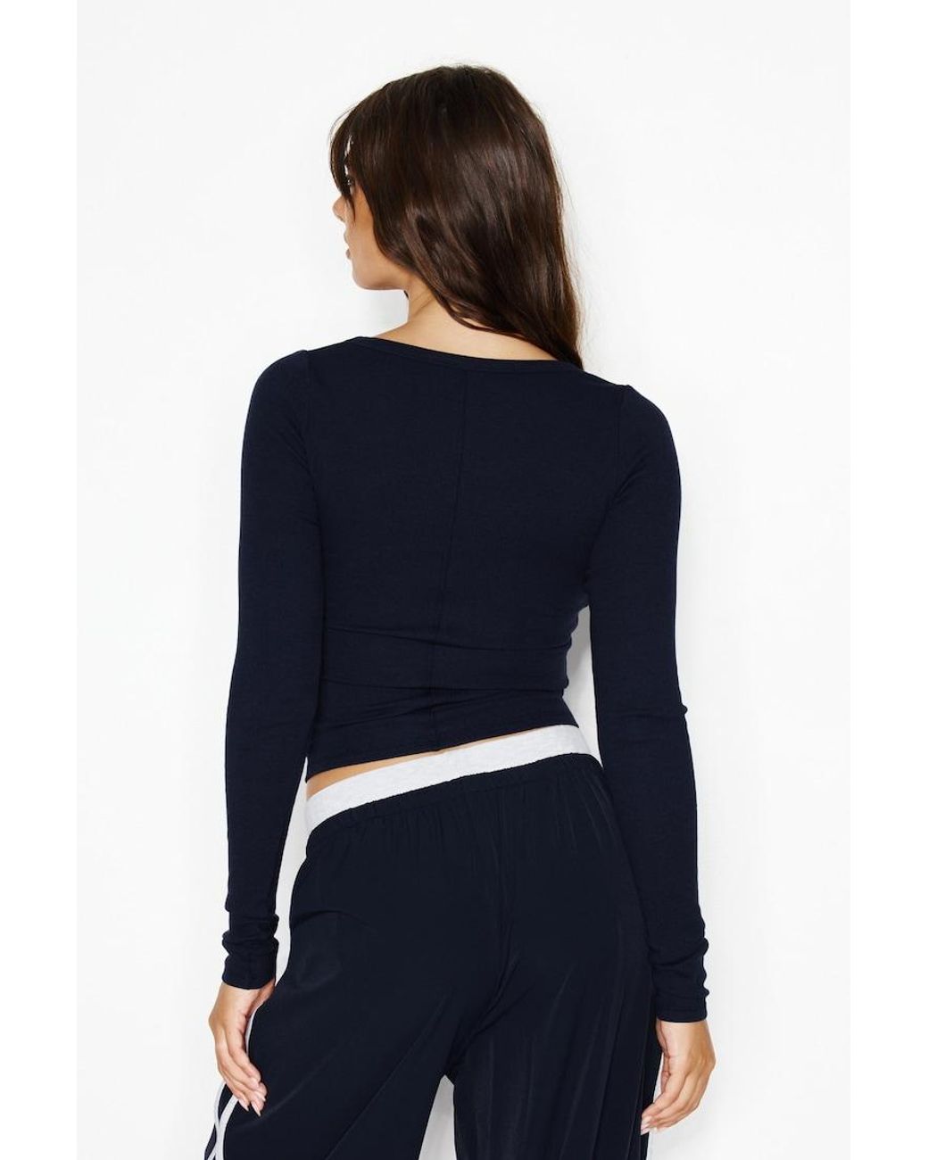Garage Blue Snatchrib Scoop Neck Longsleeve Top