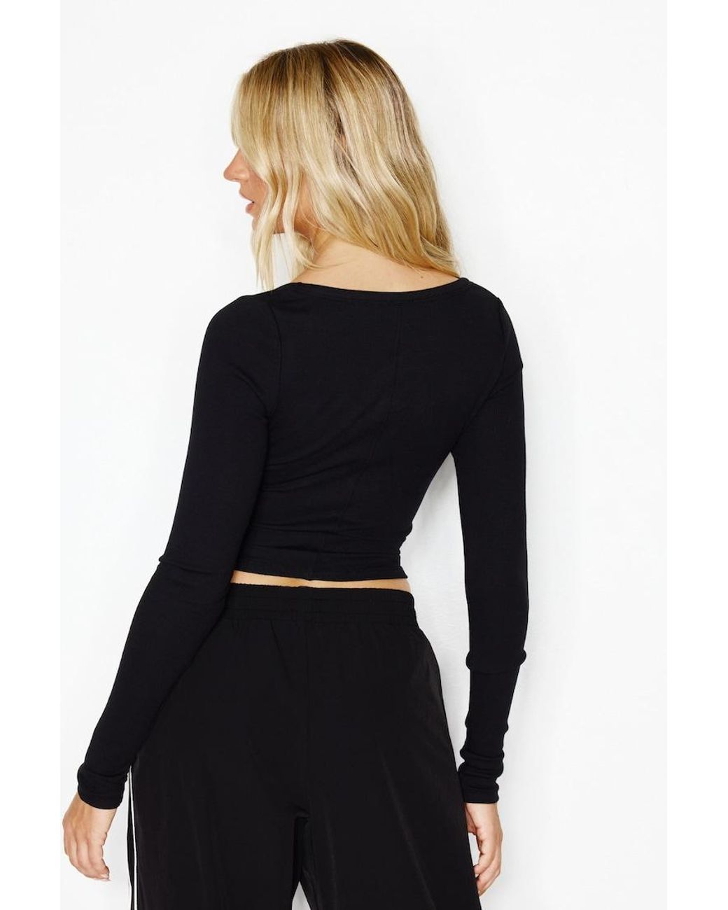 Garage Black Snatchrib Scoop Neck Longsleeve Top