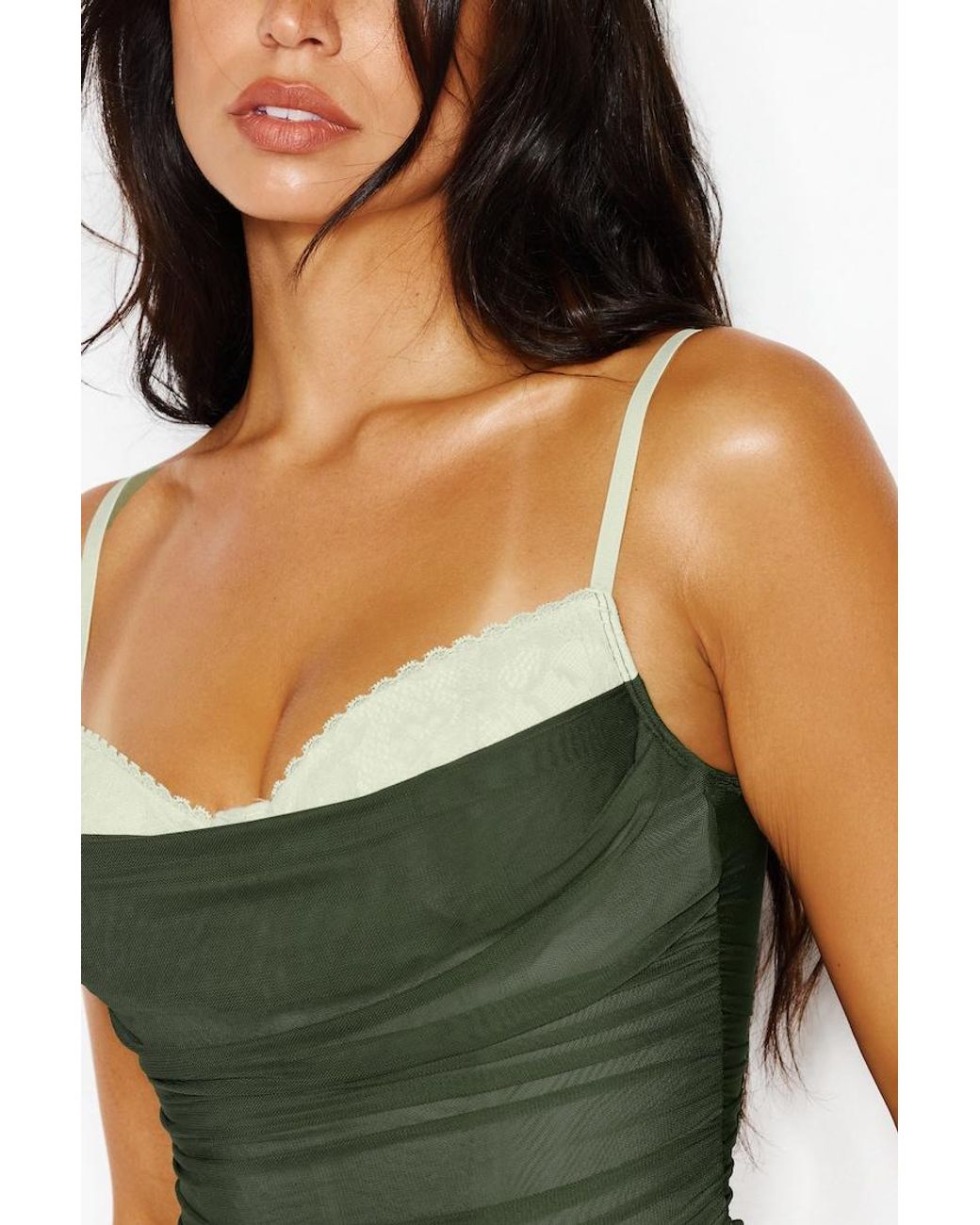 Garage Green Ally Mesh Peekaboo Bustier
