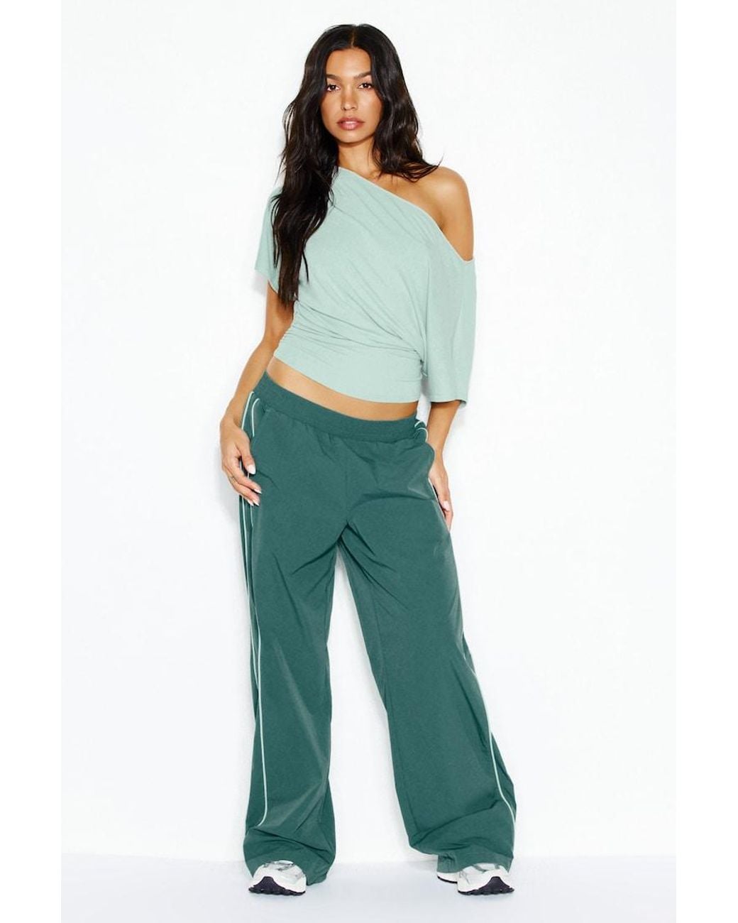 Garage Green Boatneck Dolman Short Sleeve Top