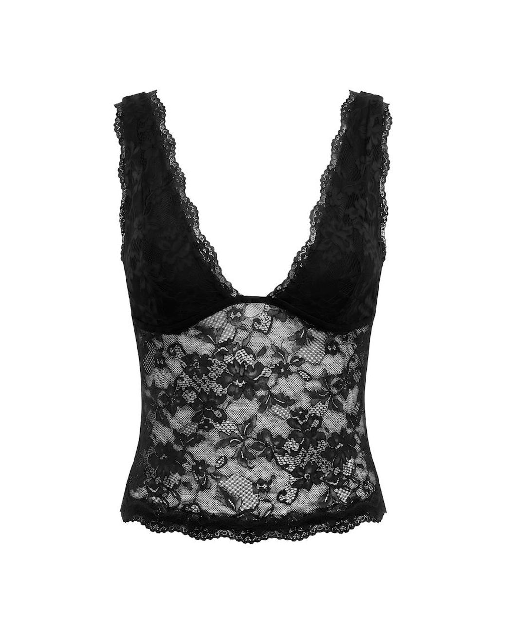 Garage Black Lace Plunge Tank Top