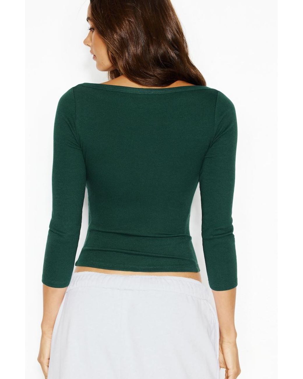 Garage Green Snatchrib 3/4 Sleeve Top