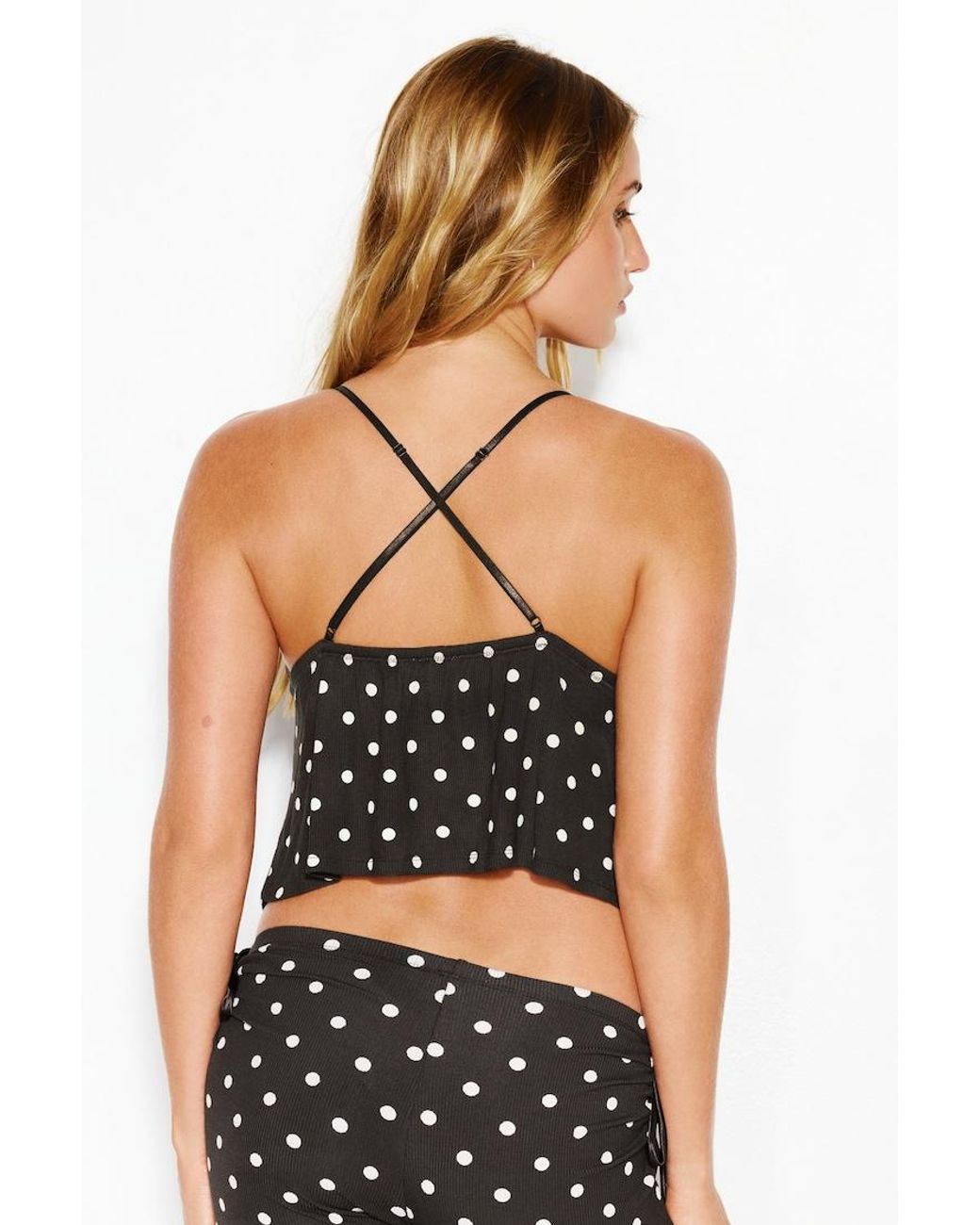 Garage Black Supersoft Ribbed Flyaway Cami Top